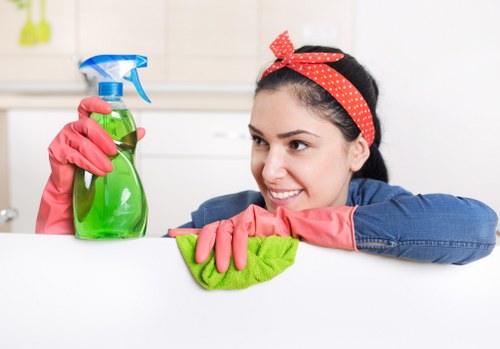 Supervisor assessing a carpet cleaning service issue